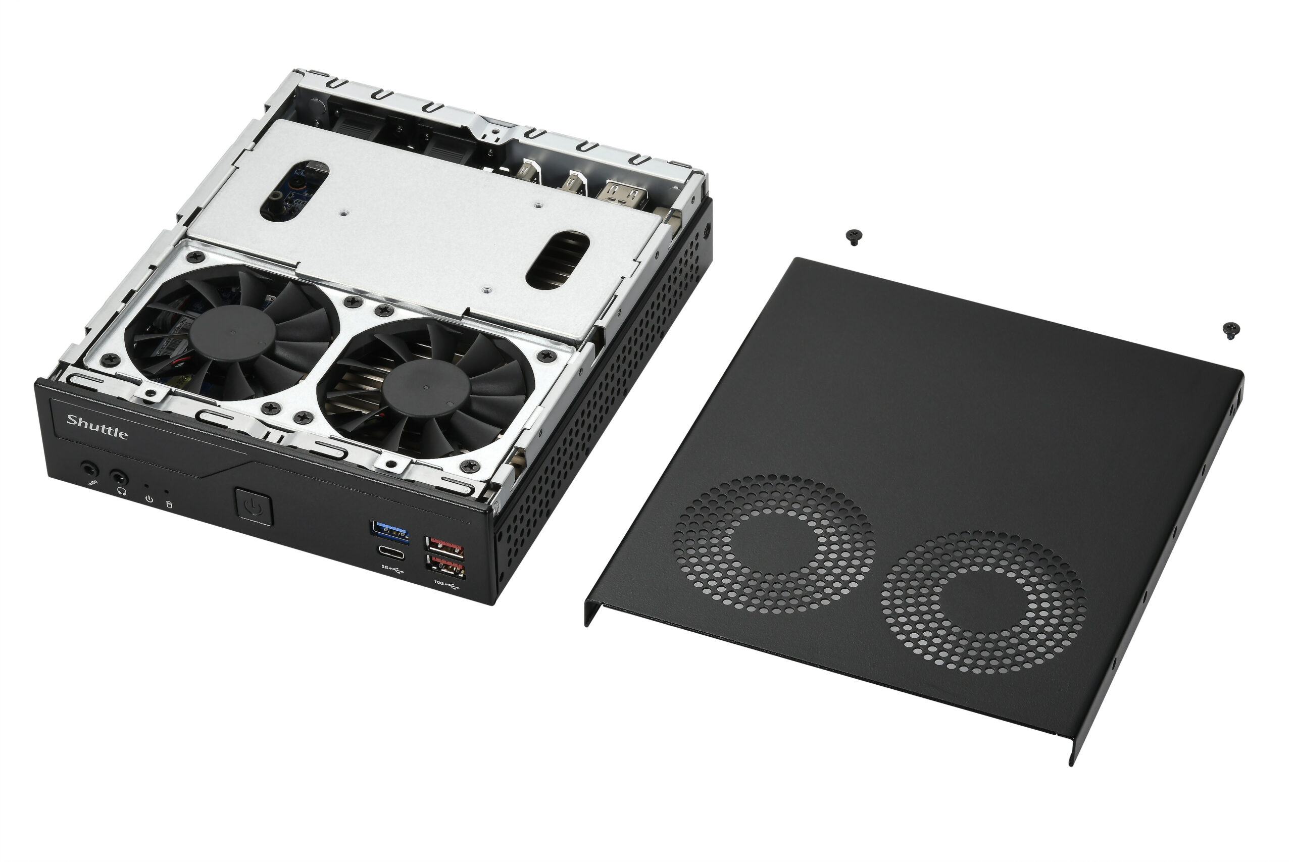 Shuttle Slim PC DH770 , S1700, 2x HDMI, 2x DP , 2x 2.5G LAN, 2x COM, 8x USB, 1x 2.5", 2x M.2, 24/7 permanent operation, incl. VESA - Afbeelding 5