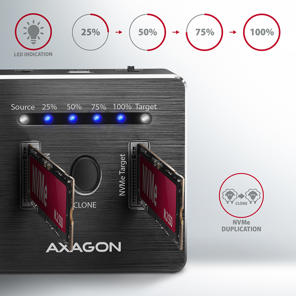 Axagon ADSA-M2C storage drive docking station USB 3.2 Gen 2 (3.1 Gen 2) Type-C - Afbeelding 2