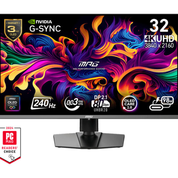 MSI MPG 322URX QD-OLED computer monitor 80 cm (31.5") 3840 x 2160 pixels 4K Ultra HD Black