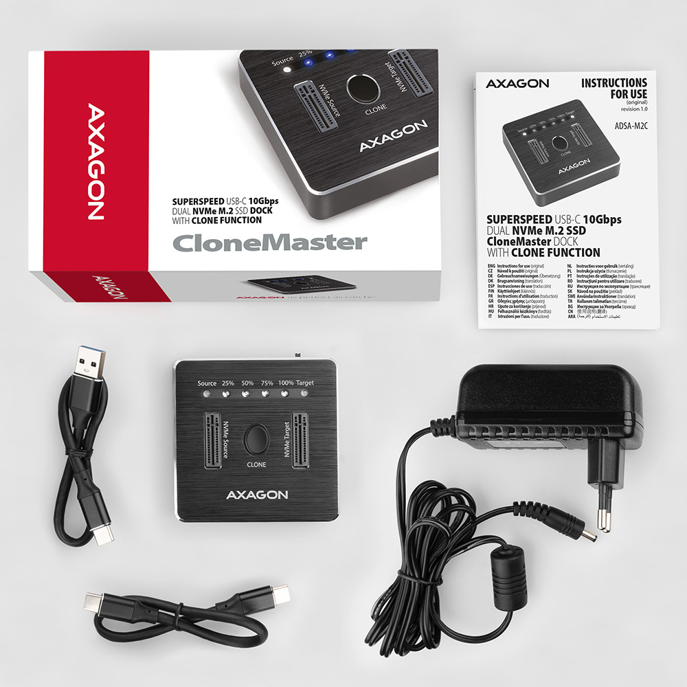 Axagon ADSA-M2C storage drive docking station USB 3.2 Gen 2 (3.1 Gen 2) Type-C - Afbeelding 9