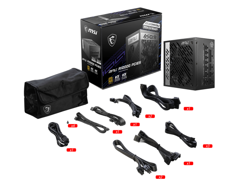 MSI MPG A1000G PCIE5 power supply unit 1000 W 20+4 pin ATX ATX Black - Afbeelding 5