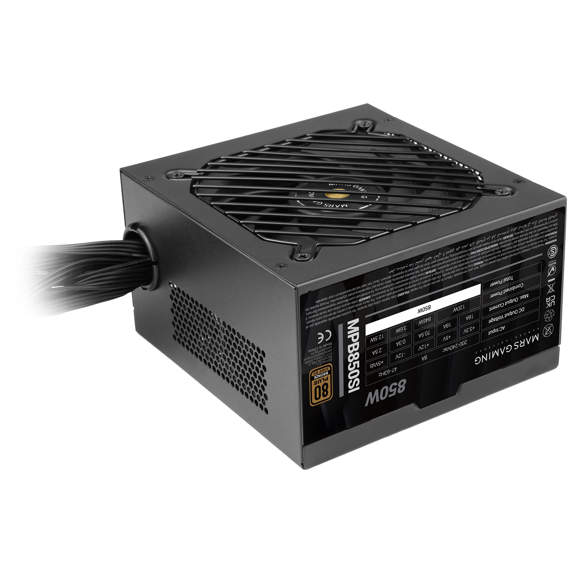 Mars Gaming MPB850SI power supply unit 850 W 24-pin ATX ATX Black - Afbeelding 3
