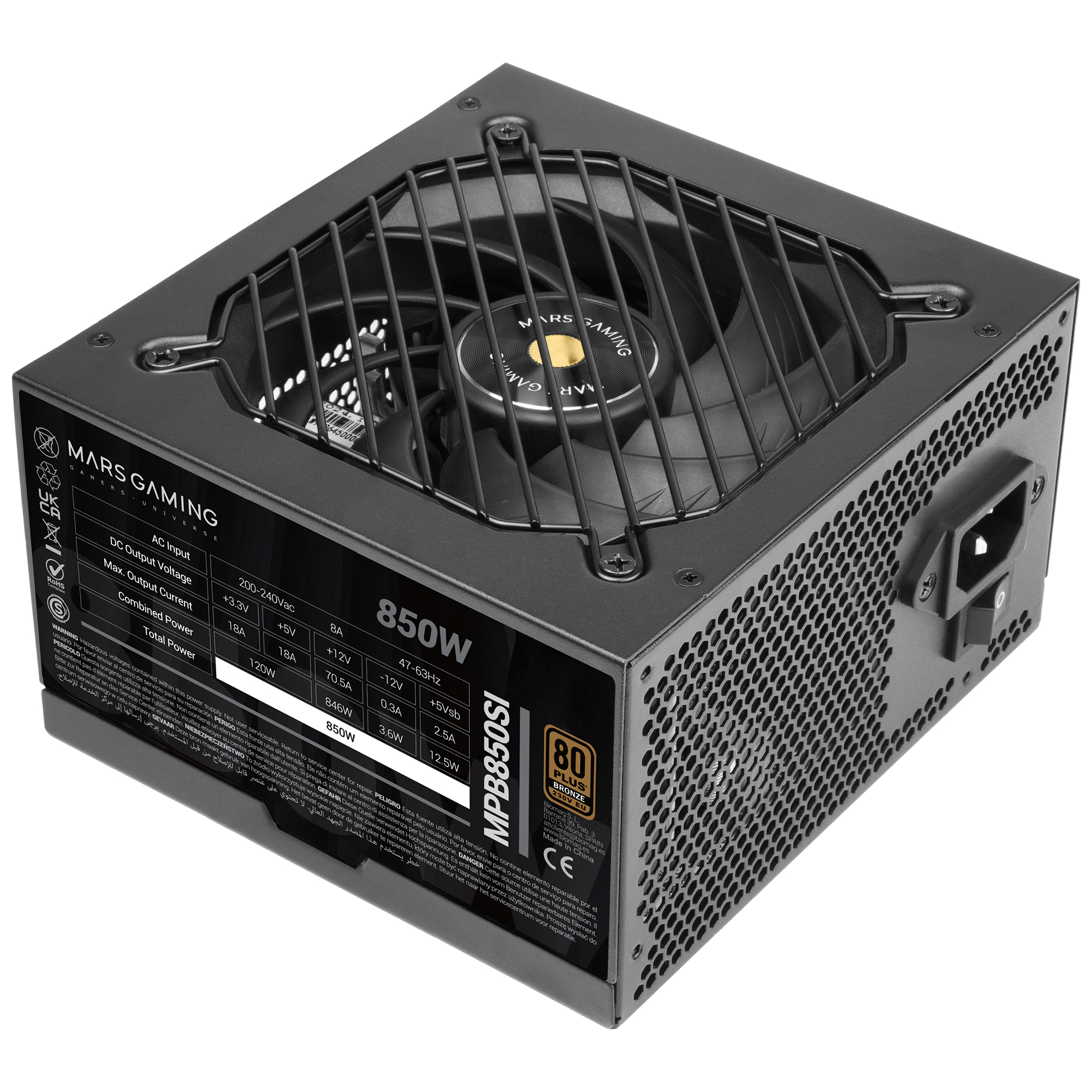 Mars Gaming MPB850SI power supply unit 850 W 24-pin ATX ATX Black - Afbeelding 2