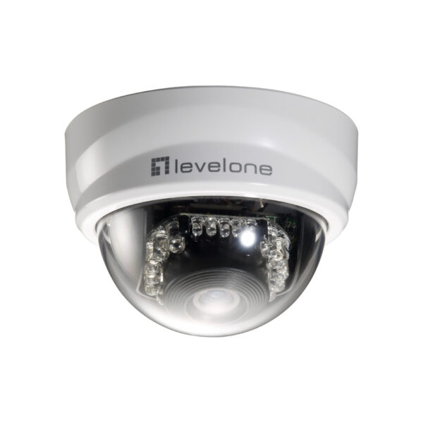LevelOne Fixed Dome IP Network Camera, 2-Megapixel, 802.3af PoE, IR LEDs