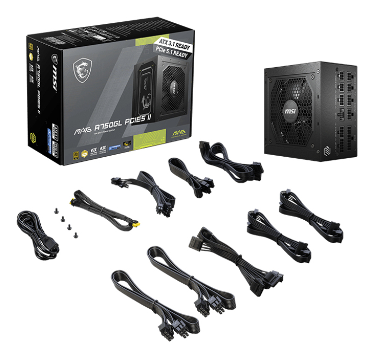 MSI MAG A750GL 750W PCIE5 II 80+ Gold Power Supply (306-7ZP8D11-CE0) - Afbeelding 4