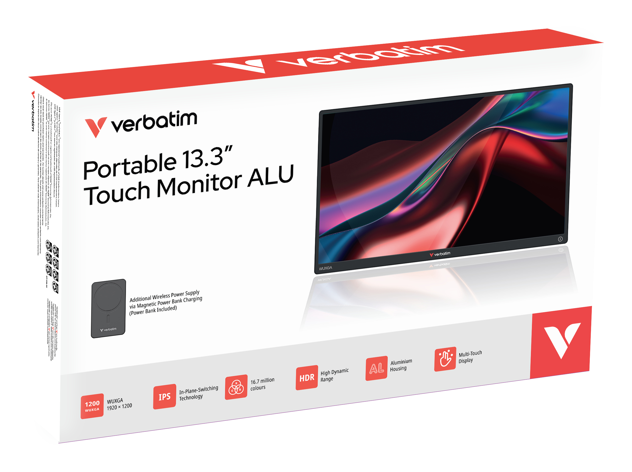 Verbatim Portable Touchscreen Monitor 13.3" WUXGA Resolution & Wireless Power Supply - Afbeelding 4