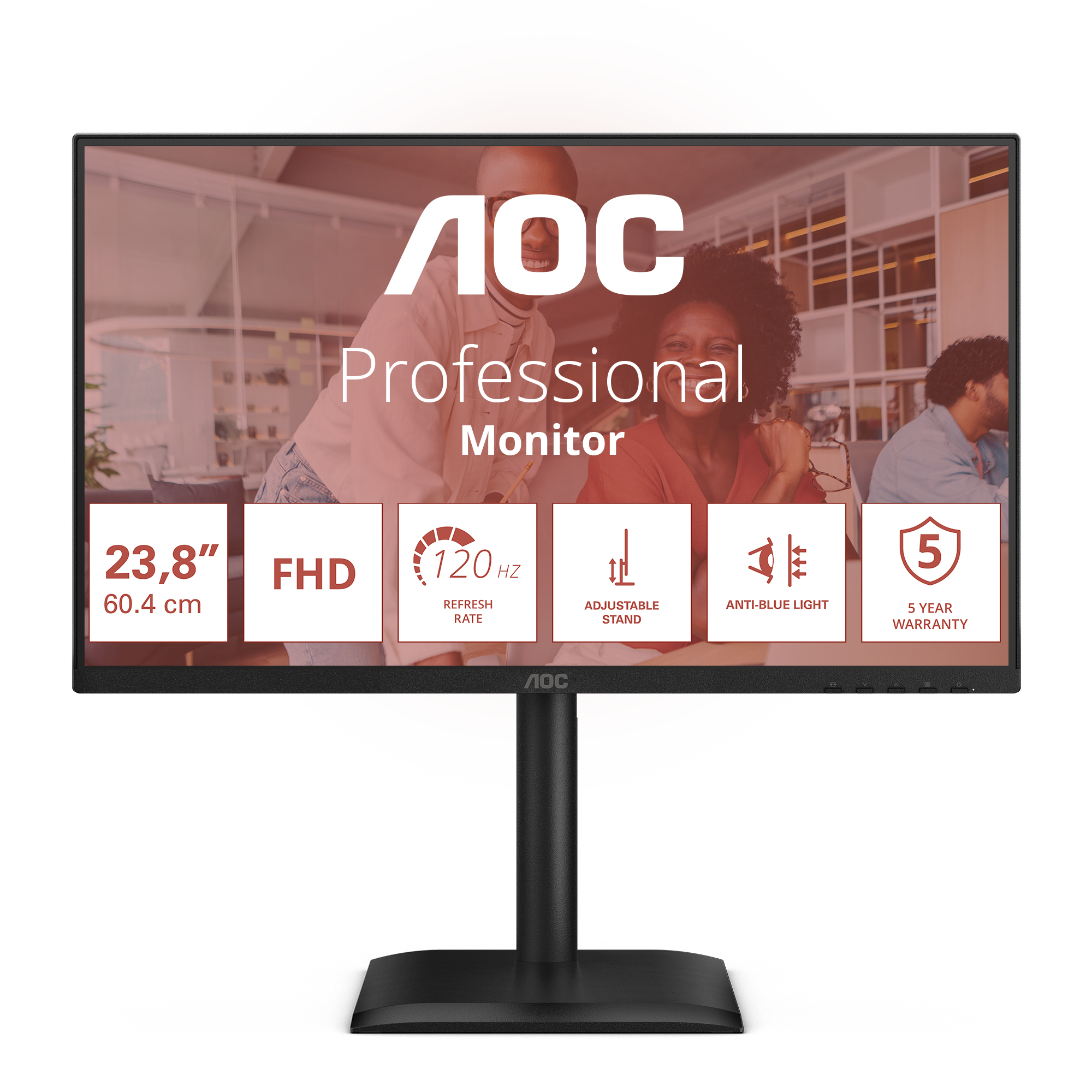 AOC 24E4U computer monitor 60.5 cm (23.8") 1920 x 1080 pixels Full HD LED Black - Afbeelding 2