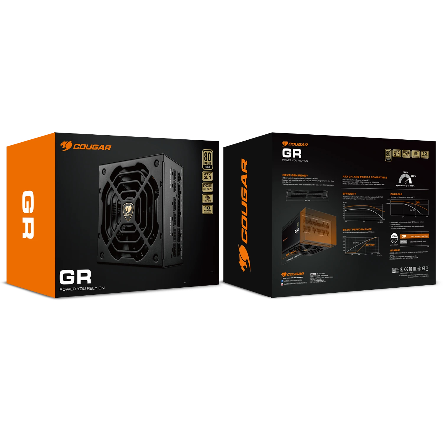 COUGAR Power Supply GR 1000W ATX3.1/PCIE 5.1 / 80 Plus Gold - Afbeelding 10