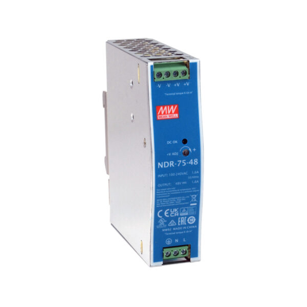 LevelOne 48V DC Industrial Power Supply, 75W, DIN-Rail,-20 ~ +70 ℃