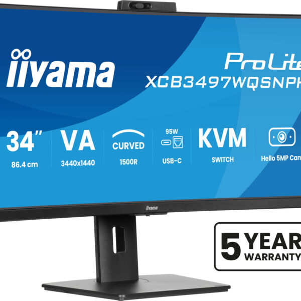iiyama ProLite XCB3497WQSNPH-B1 computer monitor 86.4 cm (34") 3440 x 1440 pixels UltraWide Quad HD LED Black