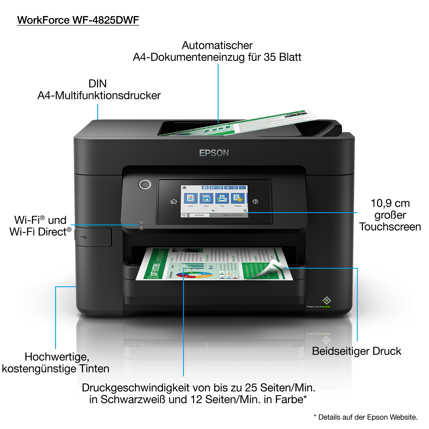 Epson WorkForce Pro WF-4825DWF Inkjet A4 4800 x 2400 DPI 25 ppm Wi-Fi - Afbeelding 3