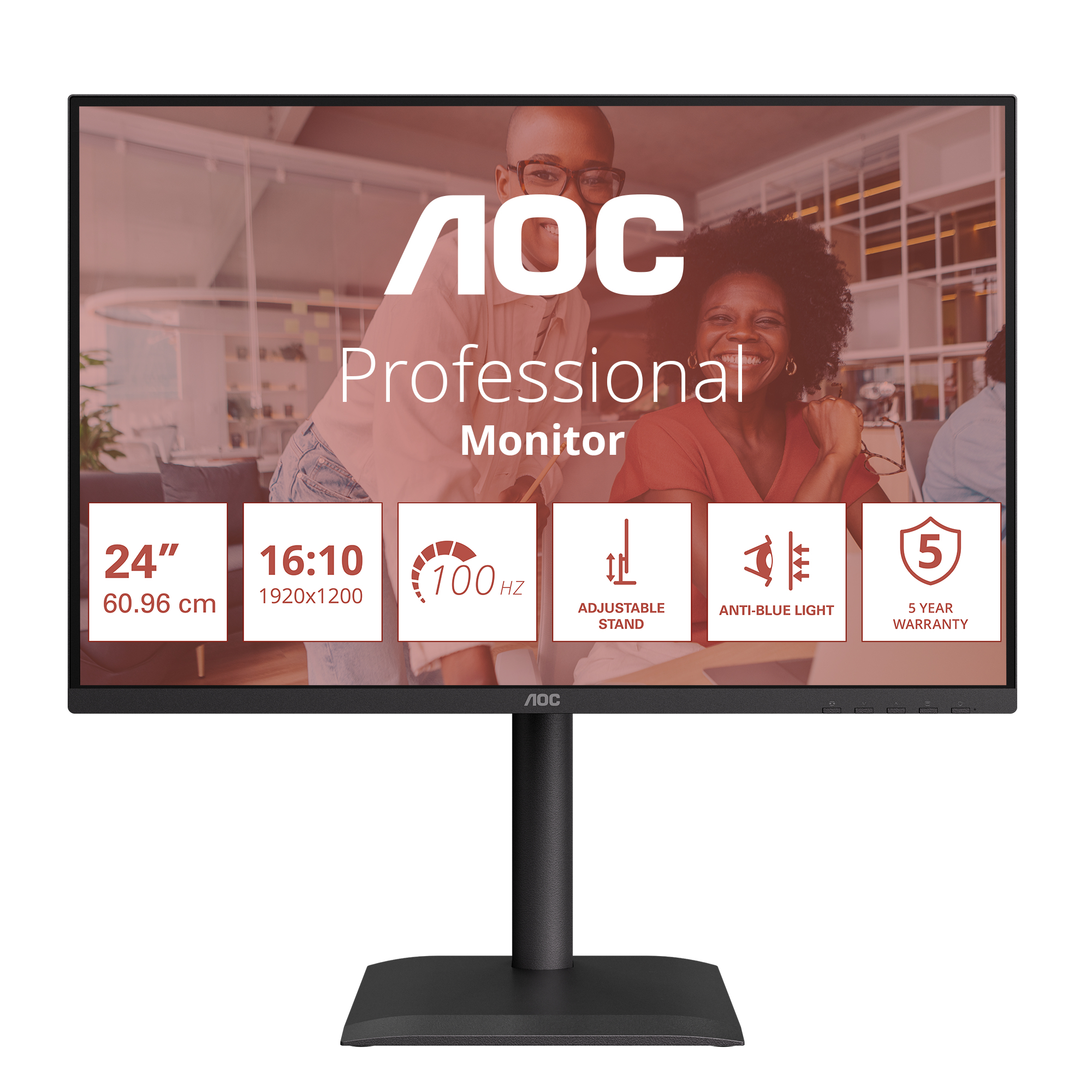 AOC E4 X24E4U computer monitor 61 cm (24") 1920 x 1200 pixels Full HD LED Black - Afbeelding 2