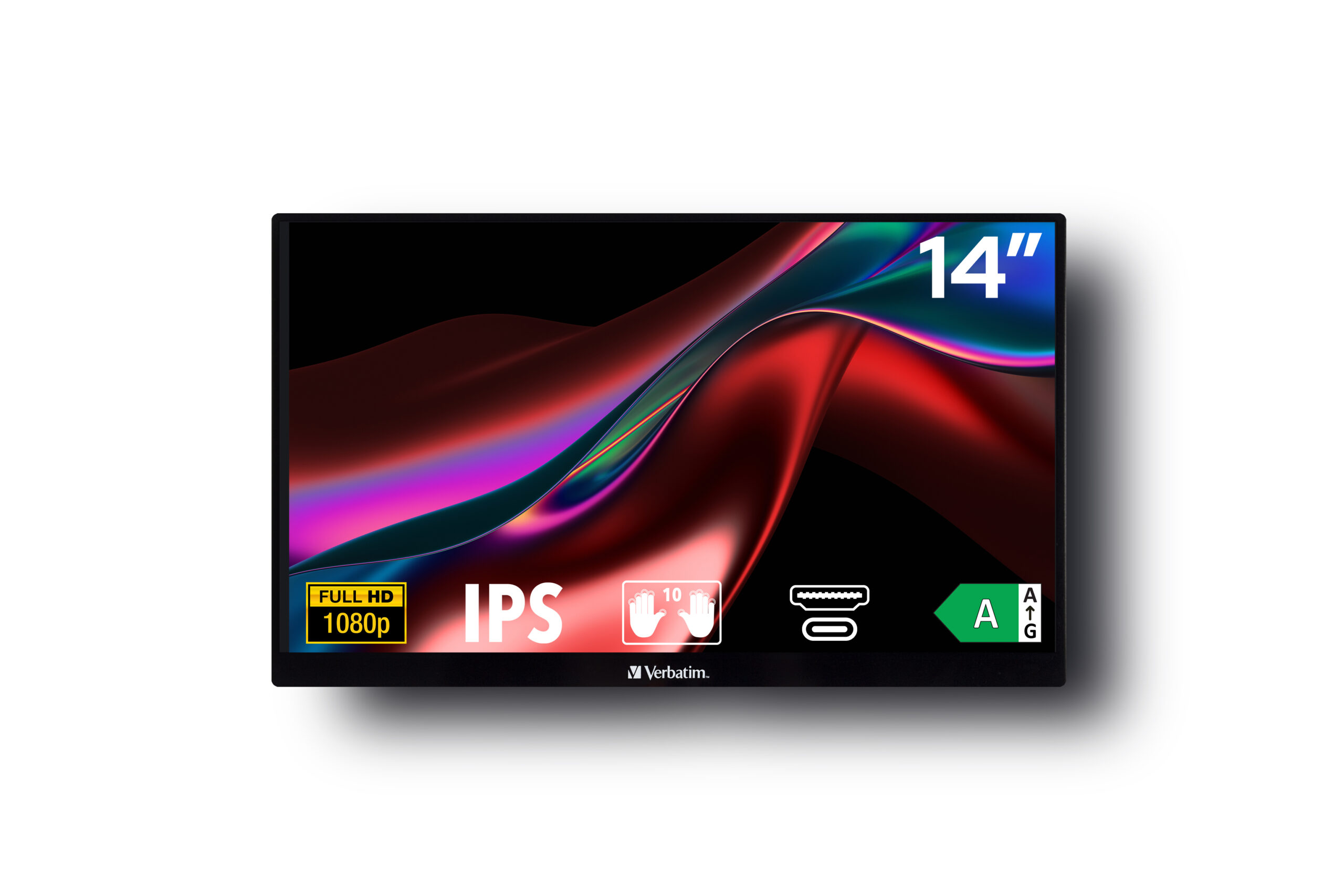Verbatim 49591 computer monitor 35.6 cm (14") 1920 x 1080 pixels Full HD LCD Touchscreen Black - Afbeelding 2
