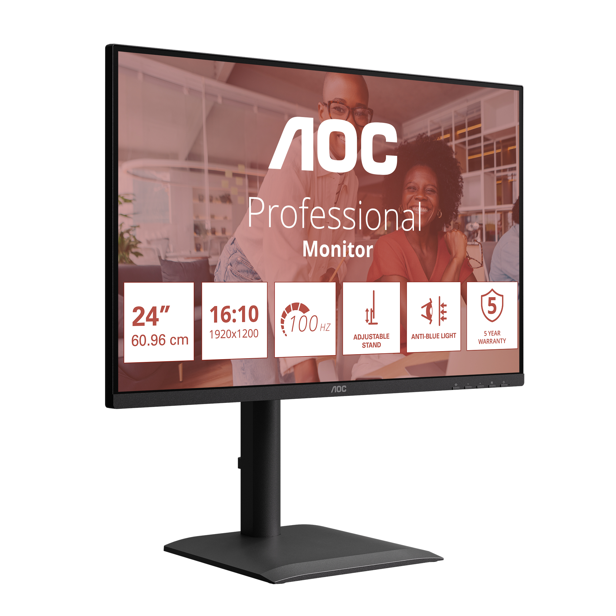 AOC E4 X24E4U computer monitor 61 cm (24") 1920 x 1200 pixels Full HD LED Black - Afbeelding 3