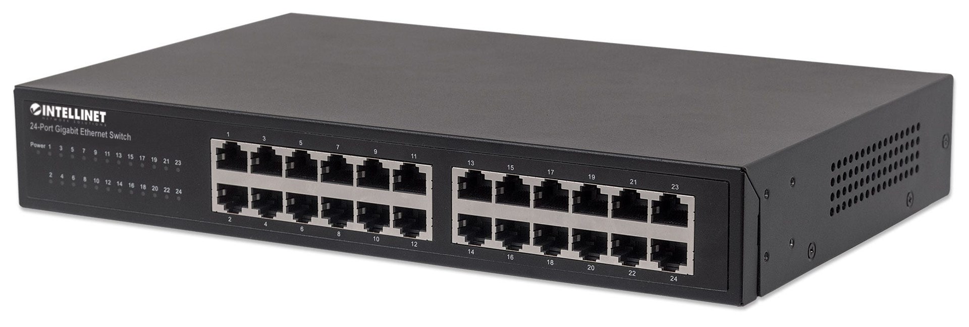 Intellinet 24-Port Gigabit Ethernet Switch, 24 x 10/100/1000 Mbit/s RJ45-Ports, IEEE 802.3az (Energy Efficient Ethernet), Desktop, 19" Rackmount, Metal