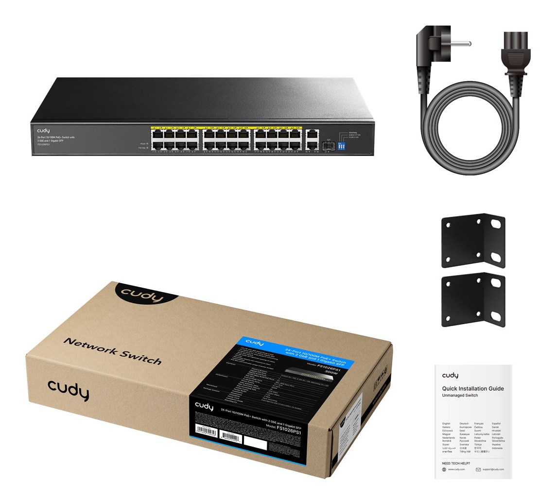 Cudy FS1026PS1 network switch Unmanaged Gigabit Ethernet (10/100/1000) Power over Ethernet (PoE) Black - Afbeelding 3