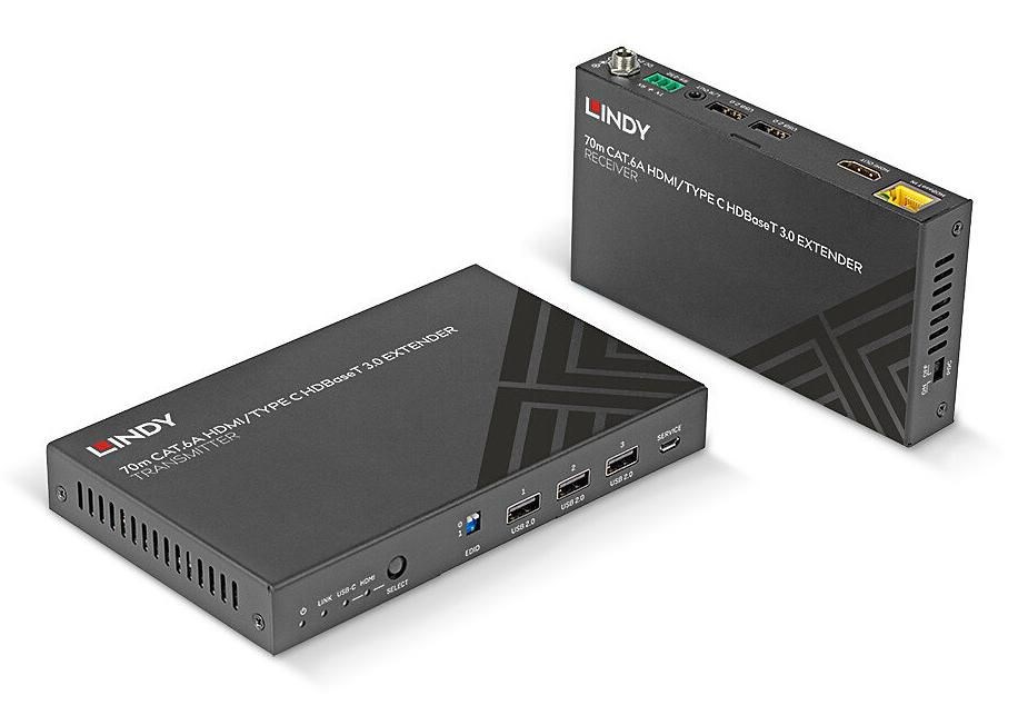 Lindy 70m Cat.6A HDMI 4K60 & Type C HDBaseT 3.0 KVM Extender - Afbeelding 2