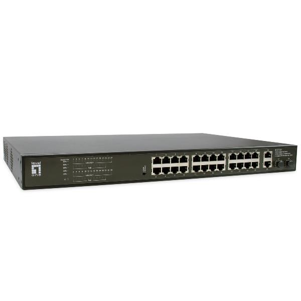 LevelOne GEP-2821 network switch Unmanaged Gigabit Ethernet (10/100/1000) Power over Ethernet (PoE) 1U Black - Afbeelding 2