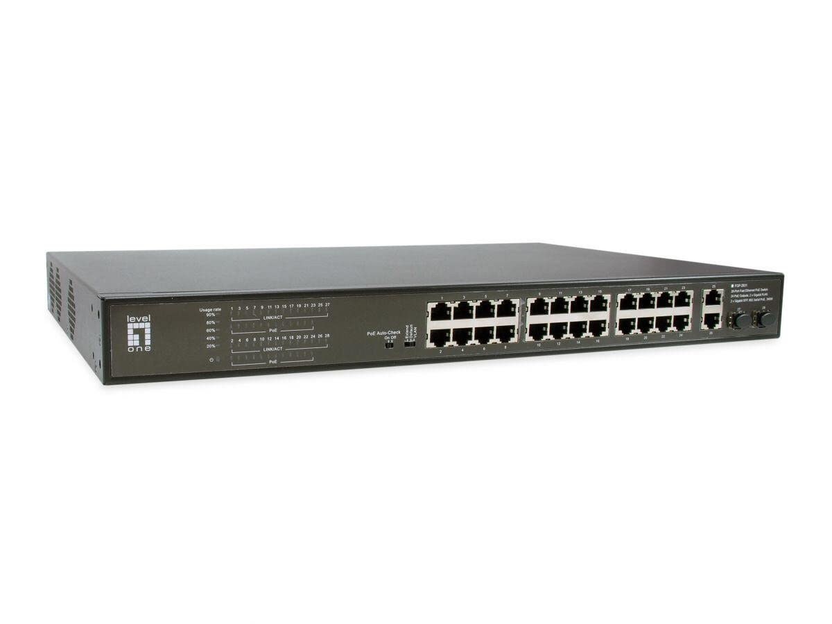 LevelOne FGP-2831 network switch Unmanaged Fast Ethernet (10/100) Power over Ethernet (PoE) 1U Black - Afbeelding 2