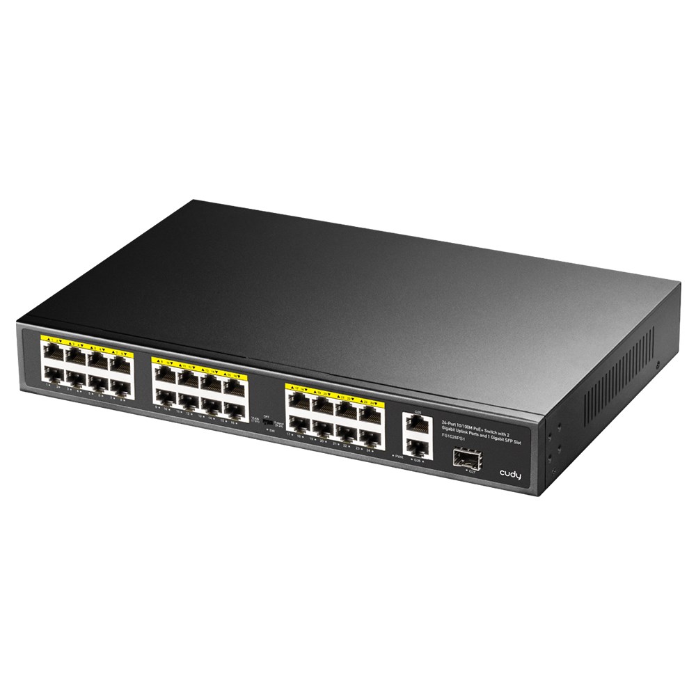 Cudy FS1026PS1 network switch Unmanaged Gigabit Ethernet (10/100/1000) Power over Ethernet (PoE) Black - Afbeelding 2