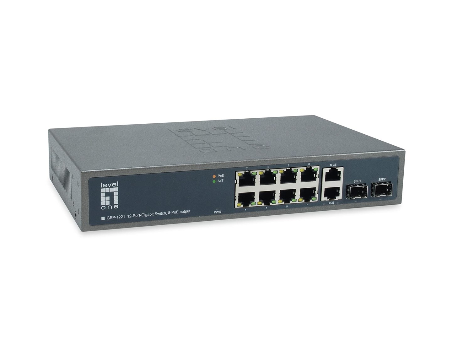 LevelOne GEP-1221 network switch Unmanaged Gigabit Ethernet (10/100/1000) Power over Ethernet (PoE) Black - Afbeelding 2