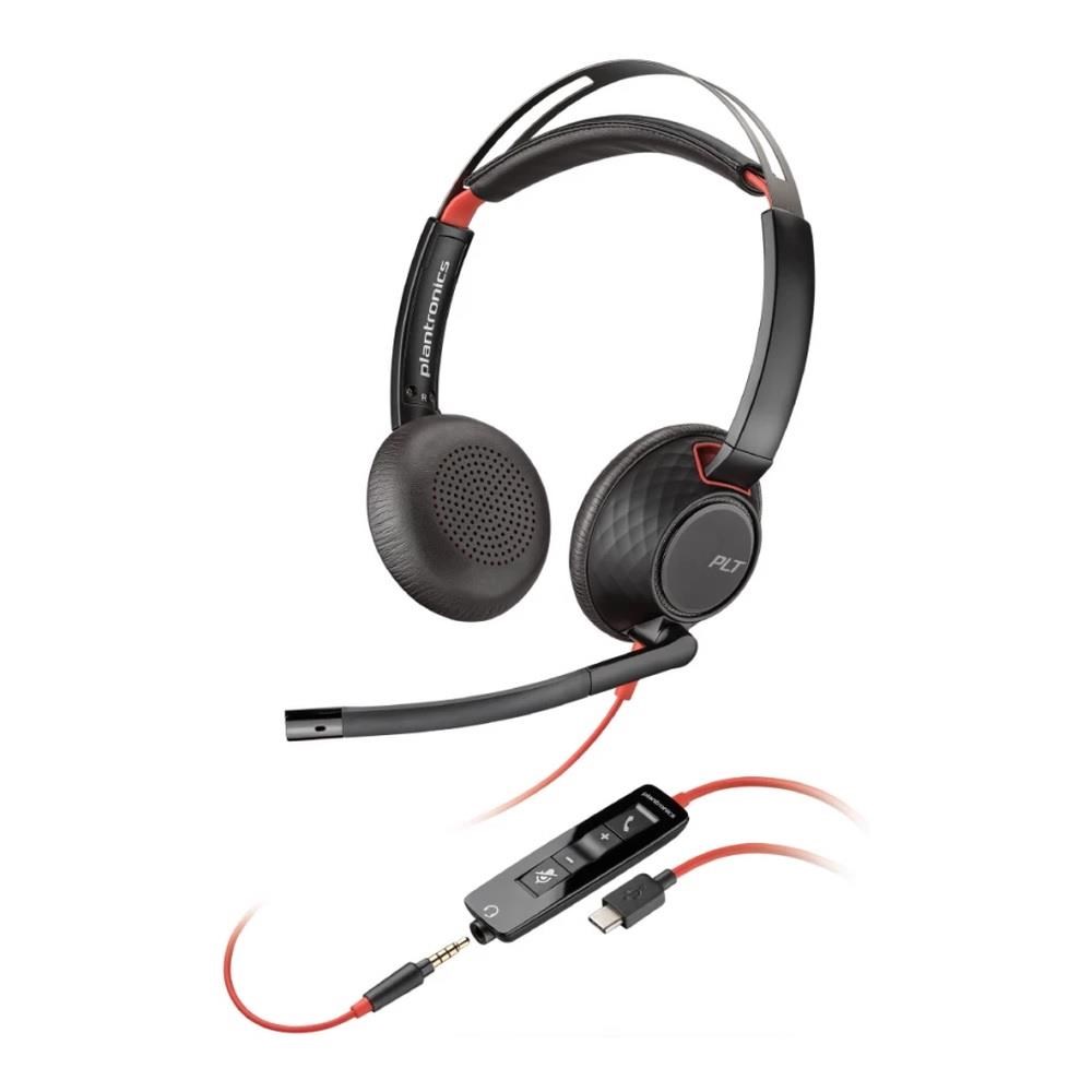 HP Poly Blackwire 5220 Stereo USB-C Headset +3.5mm Plug +USB-C/A Adapter (Bulk) - Afbeelding 2