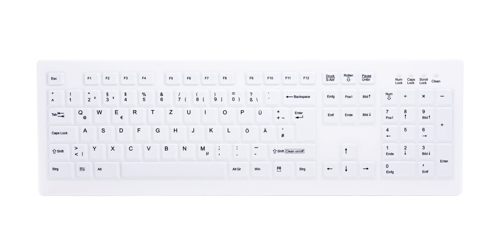 Contour Design Active Key Contour ClassicClean Medical Keyboard Removable Cover Full-Size Wireless White DE C8100 - Afbeelding 2