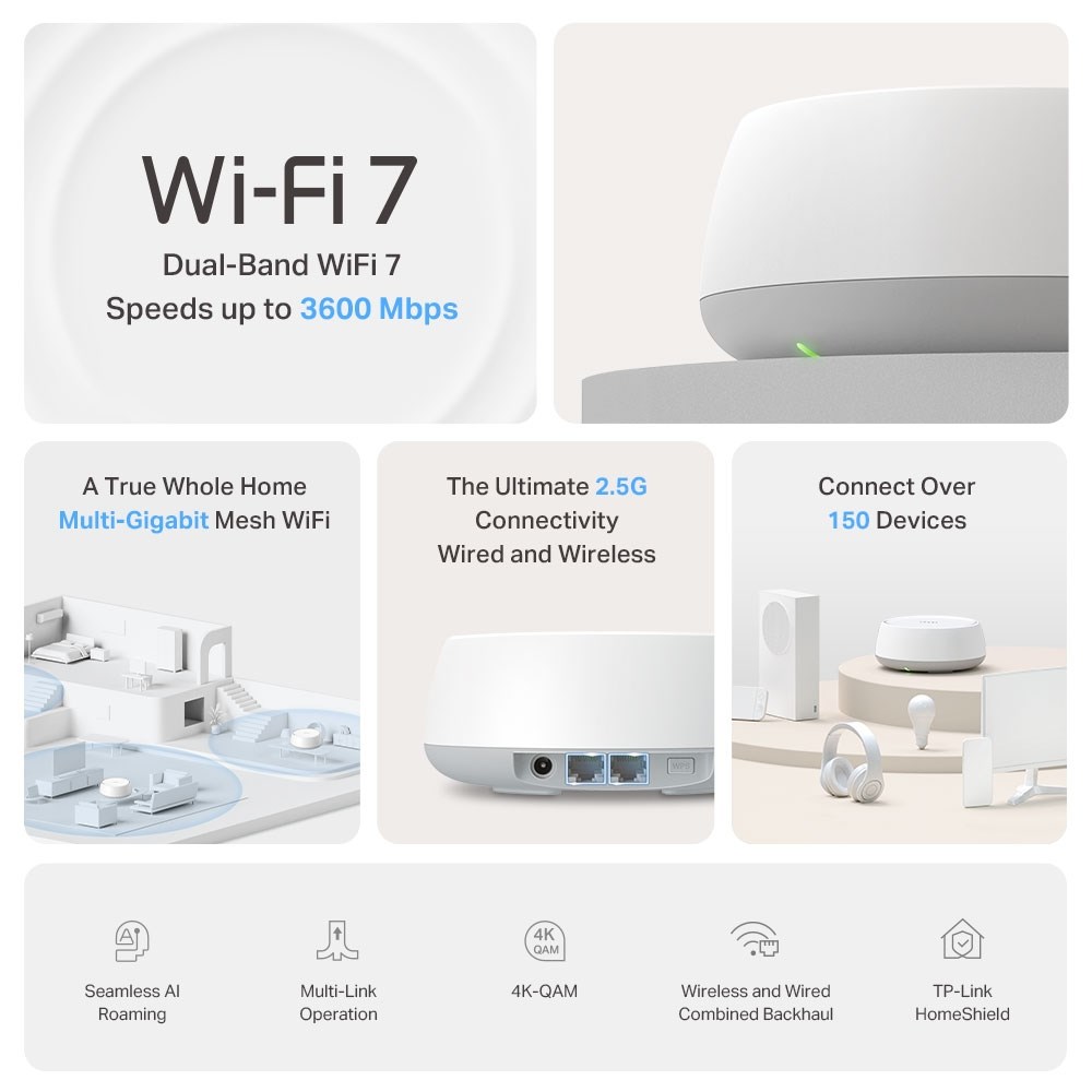 TP-Link BE3600 Whole Home Mesh Wi-Fi 7 System(2-Pack) - Afbeelding 4