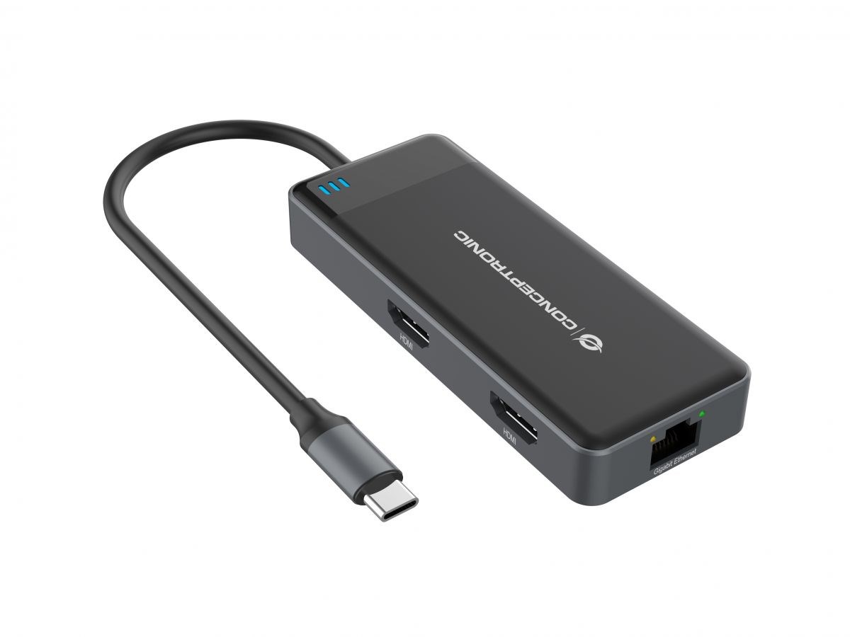 Conceptronic DONN14G laptop dock/port replicator Wired USB 3.2 Gen 1 (3.1 Gen 1) Type-C Grey - Afbeelding 3