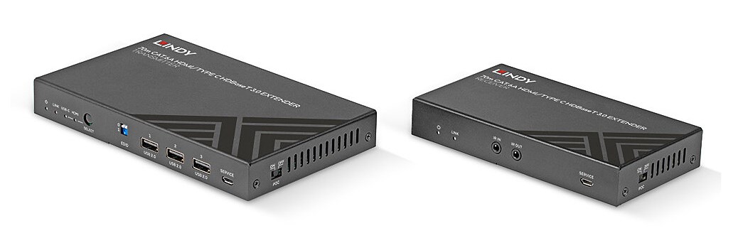 Lindy 70m Cat.6A HDMI 4K60 & Type C HDBaseT 3.0 KVM Extender - Afbeelding 3