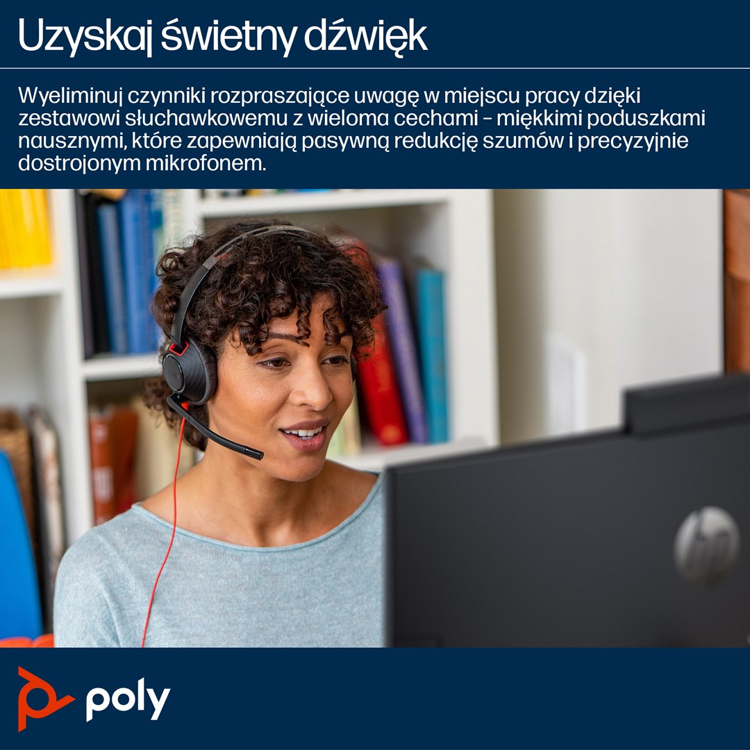 HP Poly Blackwire 5210 Monaural USB-C Headset +3.5mm Plug +USB-C/A Adapter - Afbeelding 10