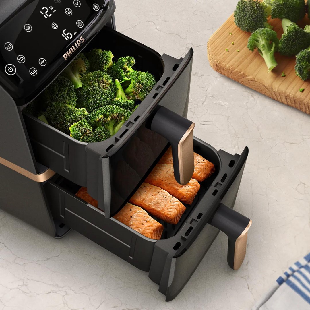 Philips 4000 series NA462/80 fryer Double 10 L Stand-alone 2750 W Hot air fryer Black, Gold, Grey - Afbeelding 3