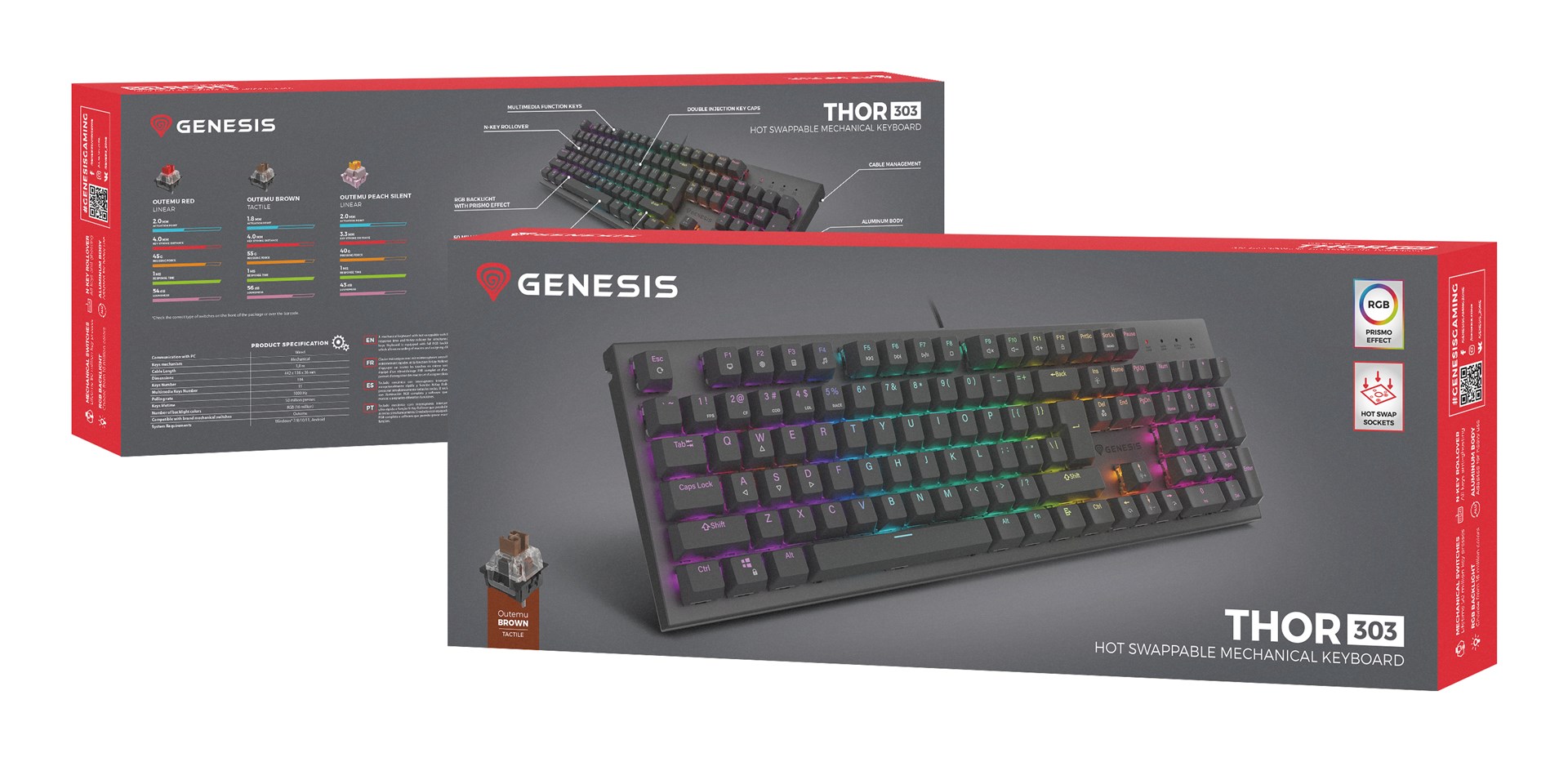GENESIS Thor 303 keyboard Gaming USB QWERTZ German Black - Afbeelding 10