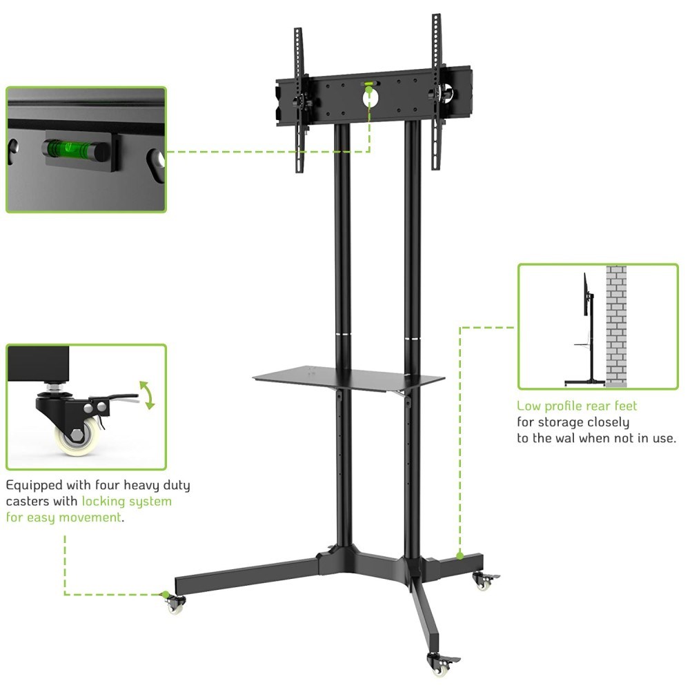 Techly Floor Trolley with Shelf Support LCD / LED / Plasma 30-65" ICA-TR6 - Afbeelding 8