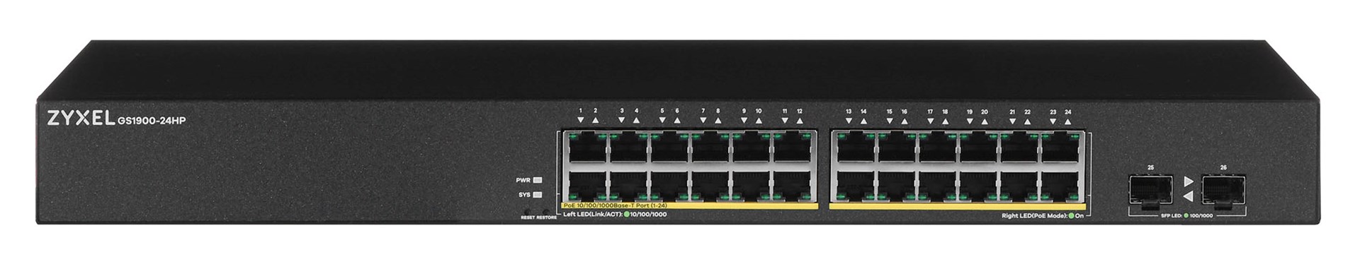 Zyxel GS1900-24HP Managed Gigabit Ethernet (10/100/1000) 1U Black - Afbeelding 2