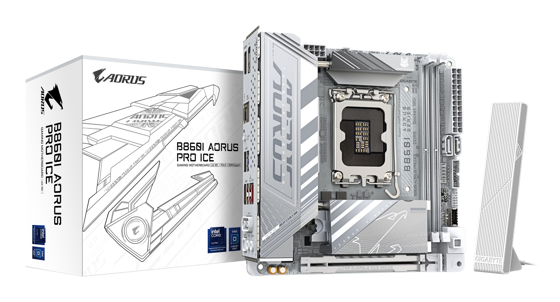 GIGABYTE B860I AORUS PRO ICE Motherboard - Intel Core Ultra Series CPUs, 8+1+2+1 Phases VRM, up to 9200MHz DDR5, 1xPCIe 5.0 + 1xPCIe 4.0 M.2, 2.5GbE LAN, WIFI 7, Thunderbolt 4