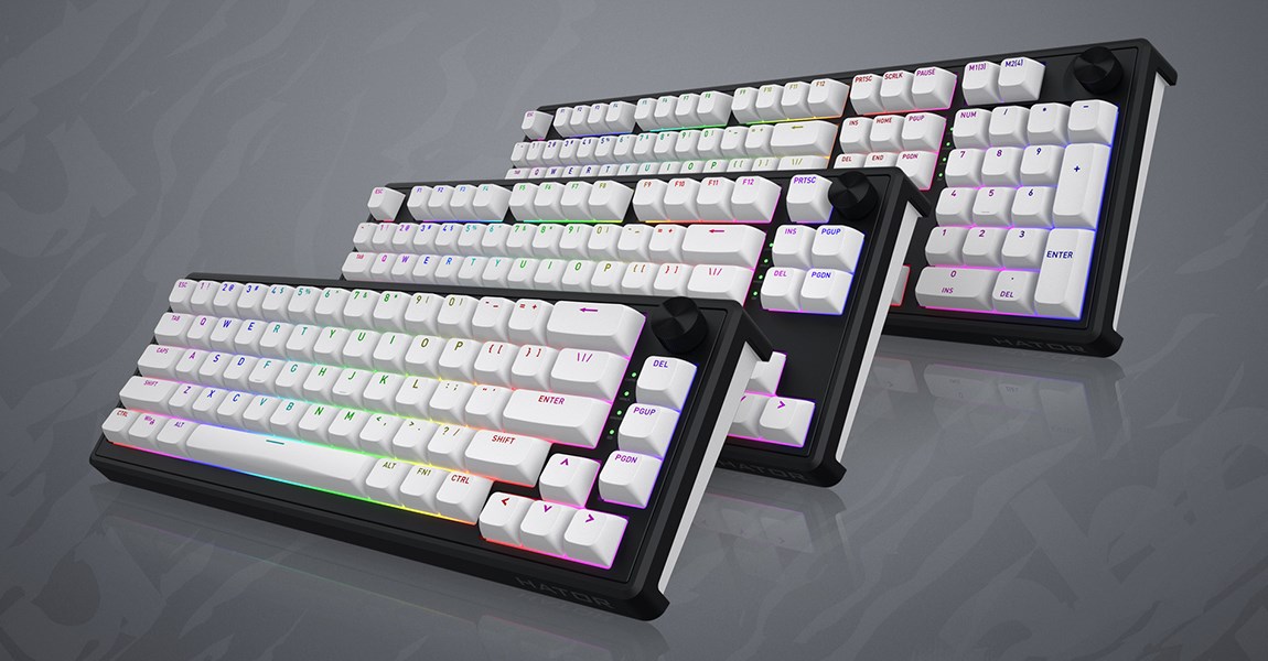HATOR Skyfall Wireless 80 keyboard Gaming USB + RF Wireless + Bluetooth QWERTY US English Black, White - Afbeelding 9