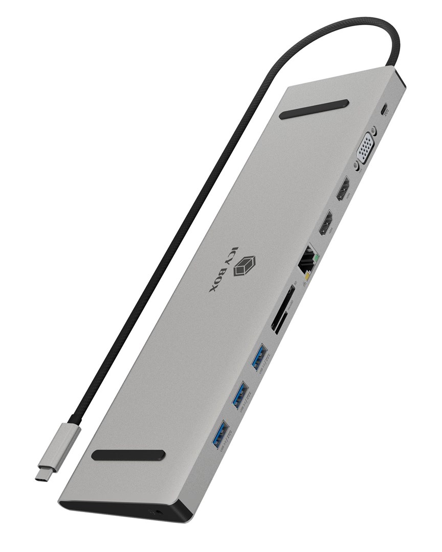 IcyBox docking station USB-C -> HDMI/VGA/USB-A/USB-C/3.5mm