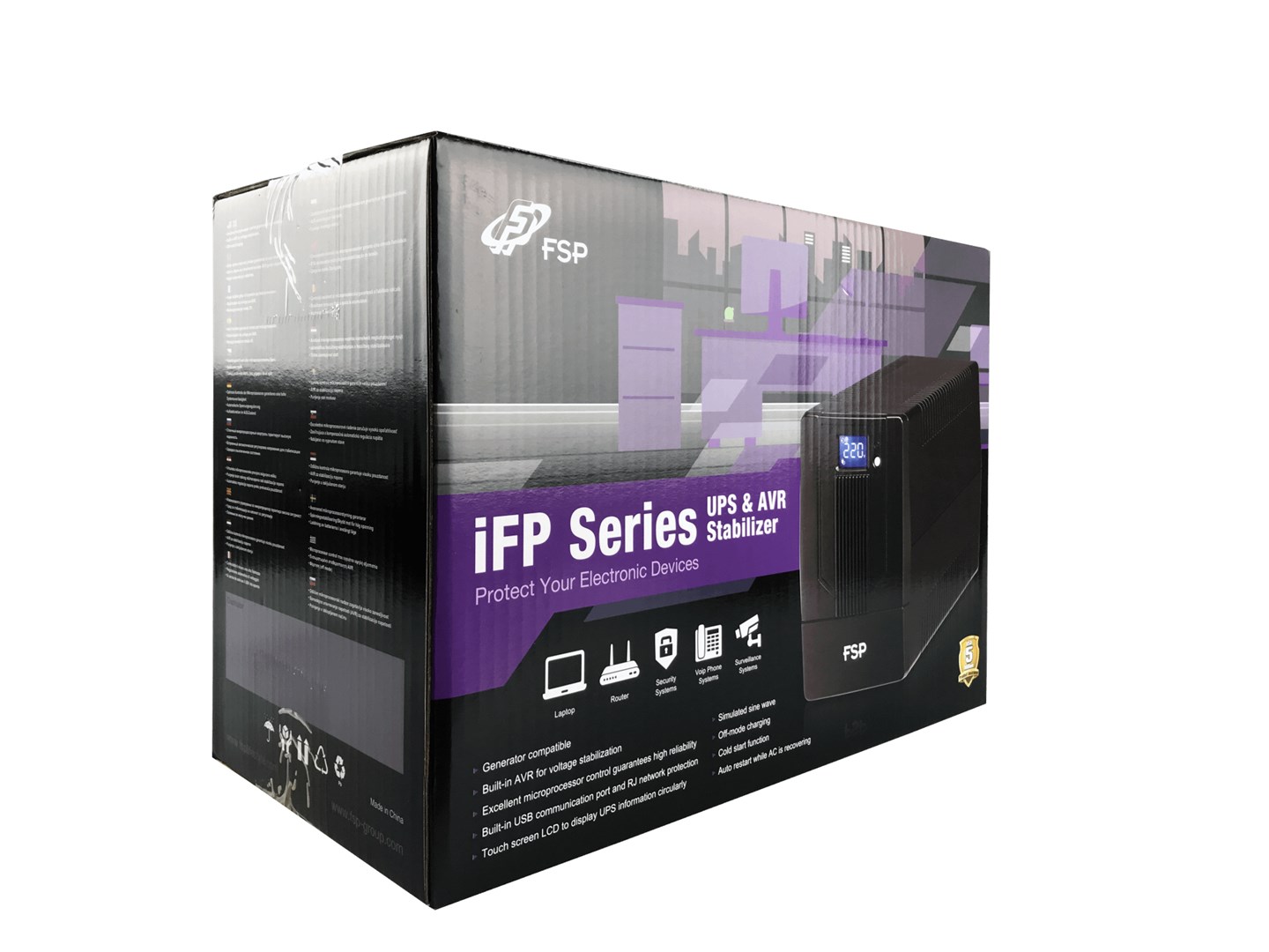 FSP iFP 1500 uninterruptible power supply (UPS) Line-Interactive 1.5 kVA 900 W 2 AC outlet(s) - Afbeelding 3