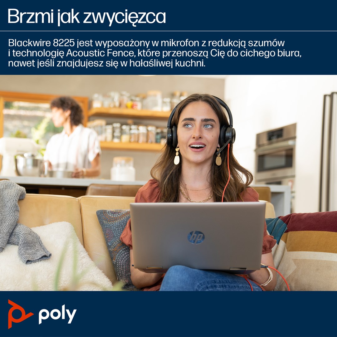 POLY Blackwire 8225 Stereo Microsoft Teams Certified USB-C Headset +USB-C/A Adapter - Afbeelding 7