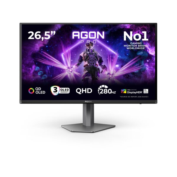AOC AGON PRO AG276QZD2 computer monitor 67.8 cm (26.7") 2560 x 1440 pixels Quad HD QD-OLED Grey