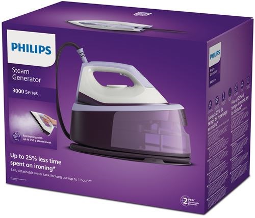 Philips 3000 series PSG3000/30 steam ironing station 2400 W 1.4 L Ceramic soleplate Purple, White - Afbeelding 2