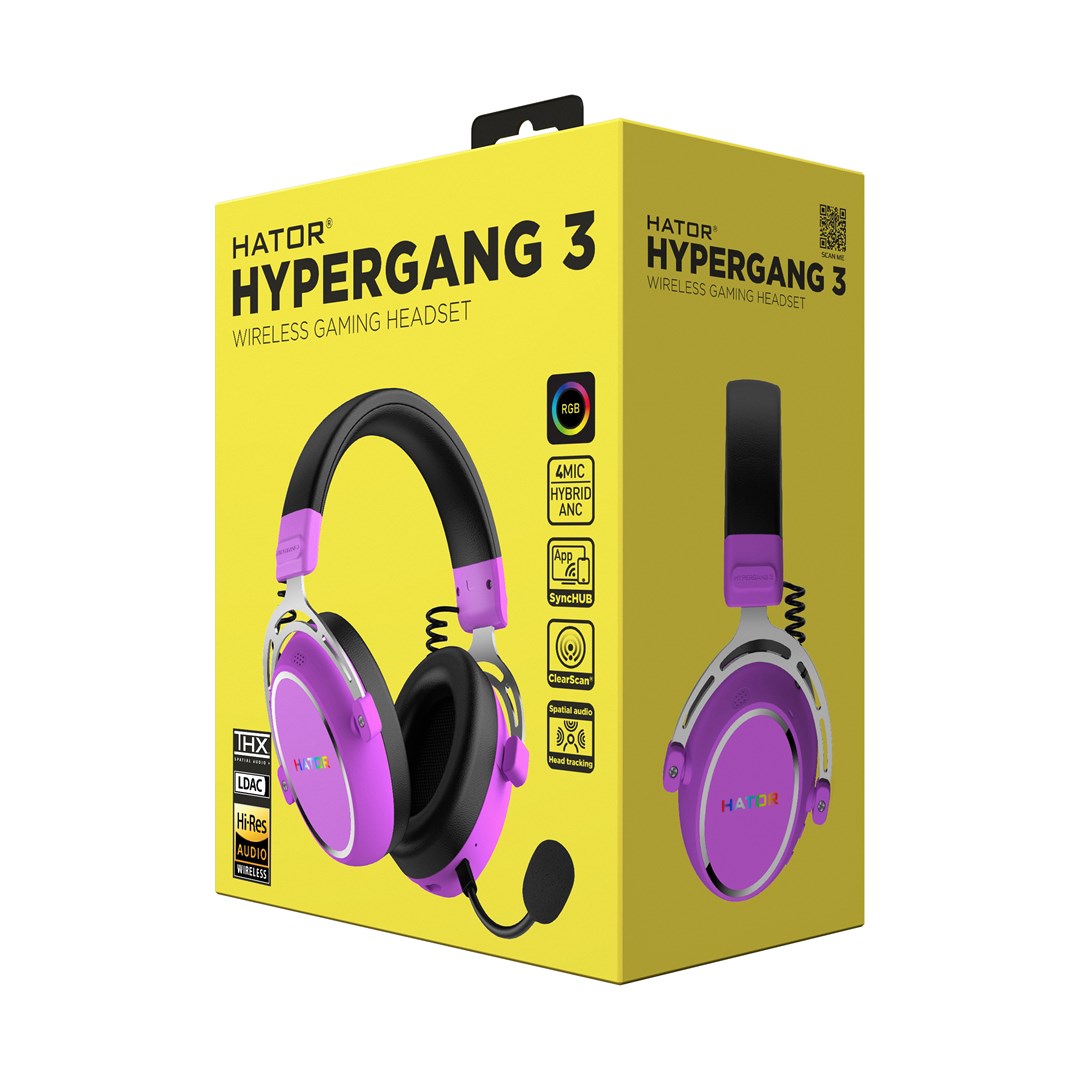 HATOR Hypergang 3 Wireless Headset Head-band Gaming USB Type-C / USB Type-A Bluetooth Violet - Afbeelding 9