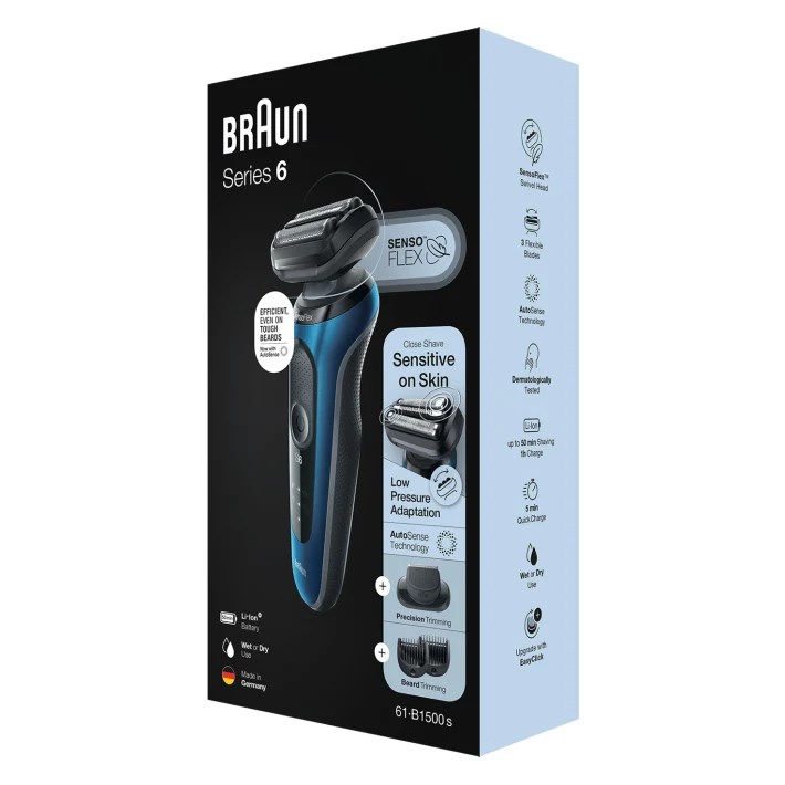 Braun Series 6 61-B1500s Foil shaver Trimmer Blue - Afbeelding 4