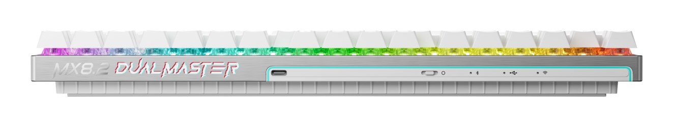 CHERRY MX 8.2 Pro TMR Wireless keyboard Gaming USB + RF Wireless + Bluetooth QWERTZ German Silver, White - Afbeelding 2