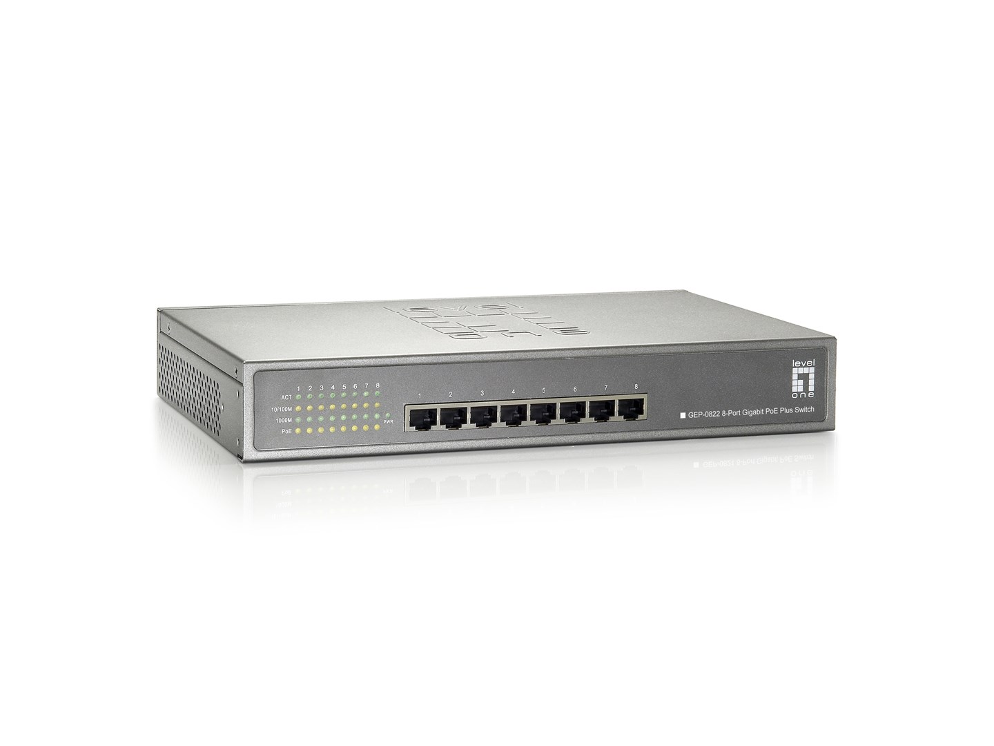 LevelOne 8-Port Gigabit PoE Switch, 802.3at/af PoE, 240W - Afbeelding 2