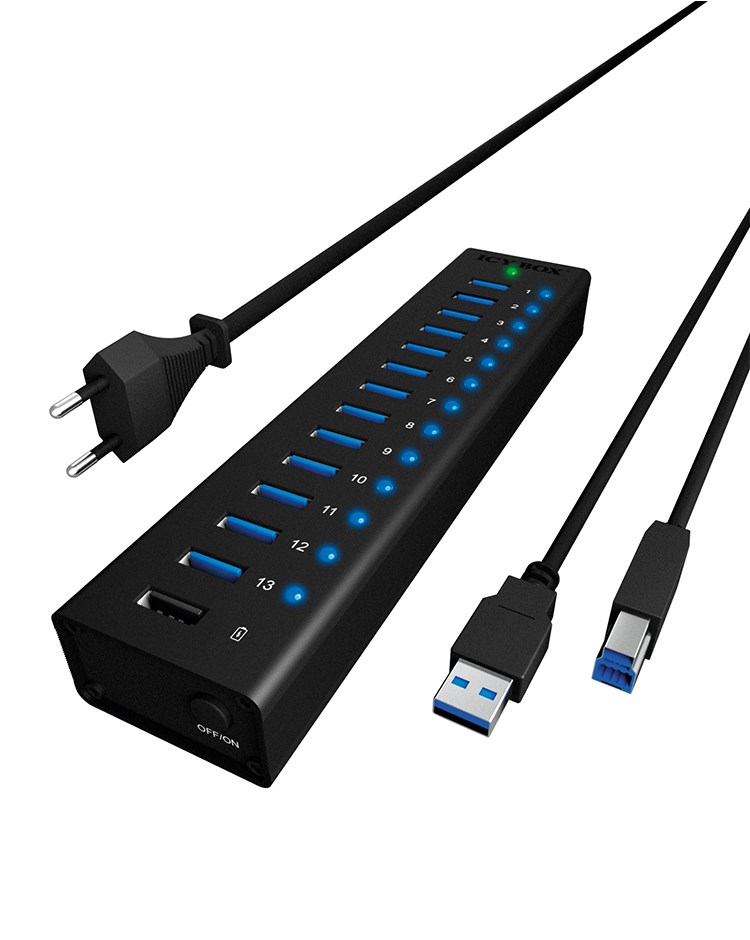 Icy Box 13-Port USB Hub w/ Charging Port (IB-AC611