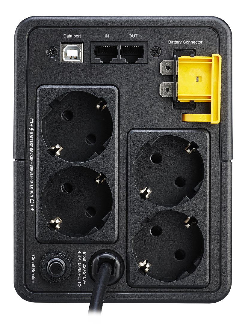 APC Back-UPS, 950VA, Tower, 230V, 4x CEE 7/7 Schuko outlets, AVR - Afbeelding 2
