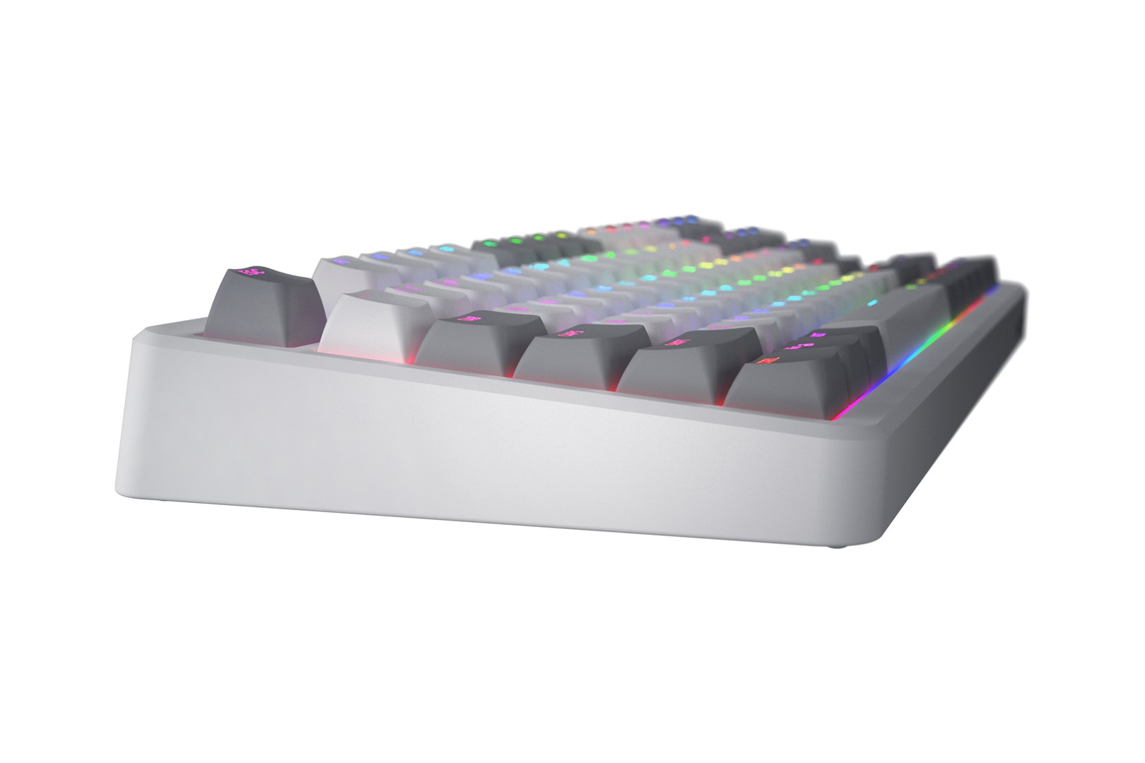 HATOR Rockfall 3 TKL Wireless, white, QMK/VIA, OMA profile white-black keycaps Keyboard - linear mechanical hotswap switches - US - ANSI Layout - Afbeelding 5