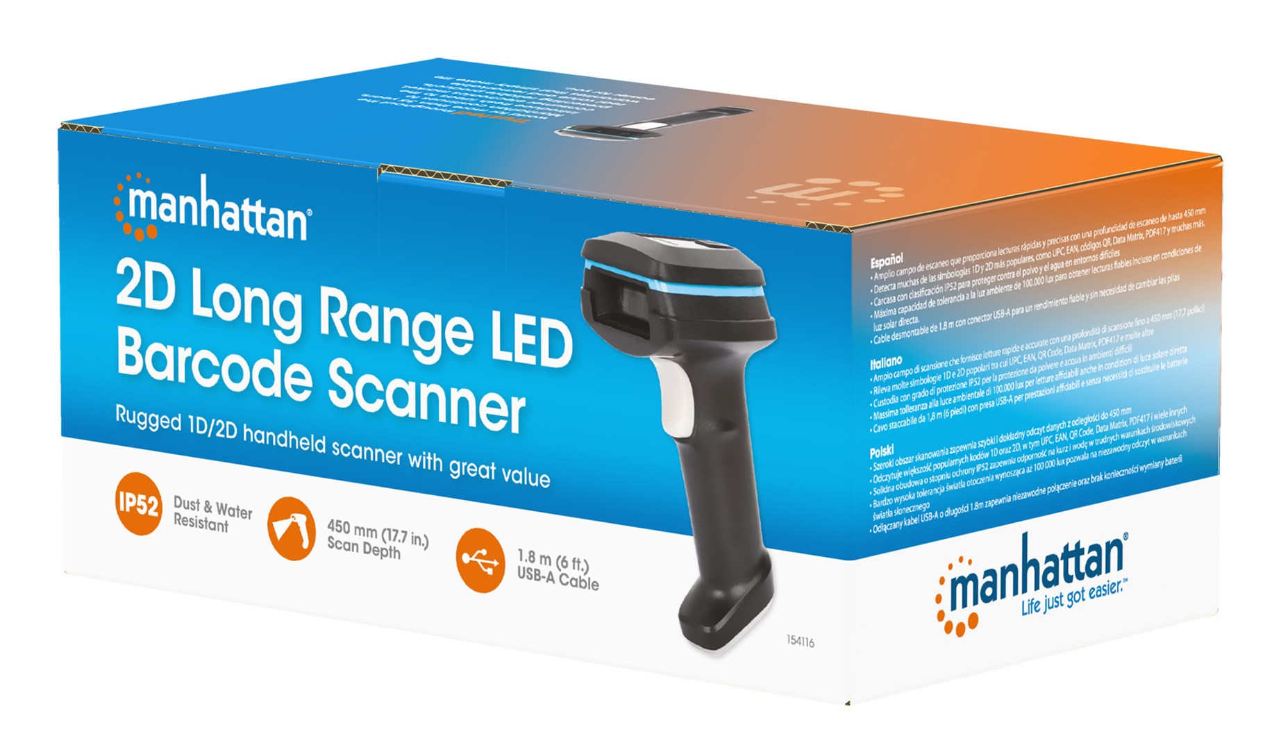 Barcode scanner MANHATTAN 2D LED handheld IP52 - Afbeelding 9